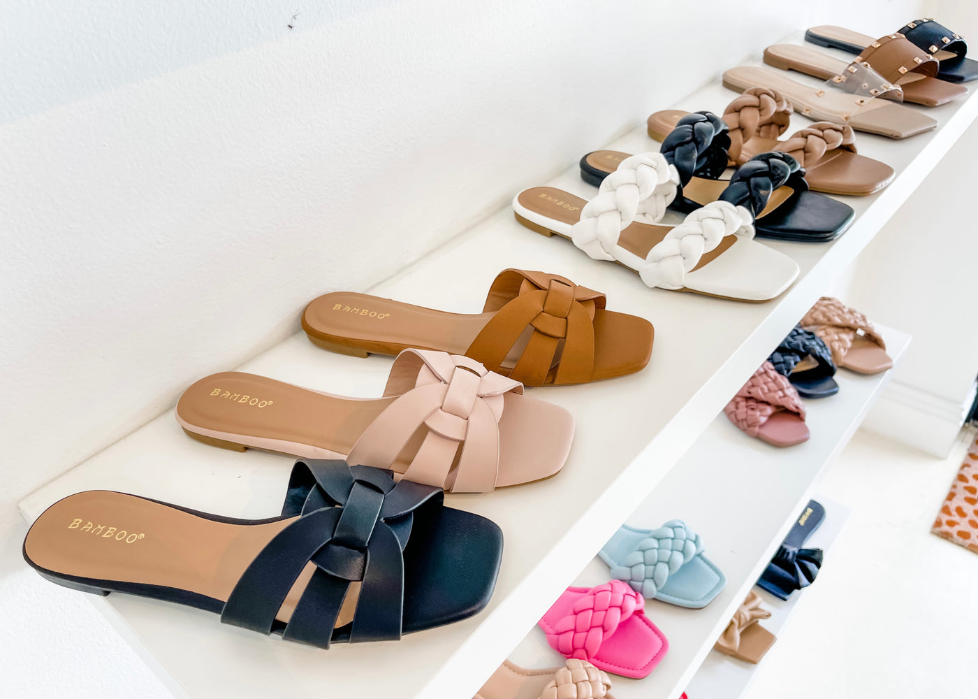Pictured here is our most popular flat sandal, Clover-5