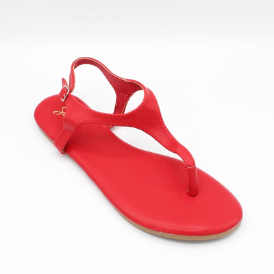 Red color T strap sandal